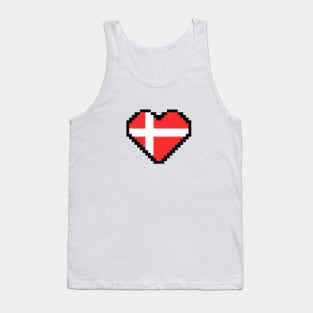 Danish Flag Pixel Art, Denmark Flag pixel art Tank Top